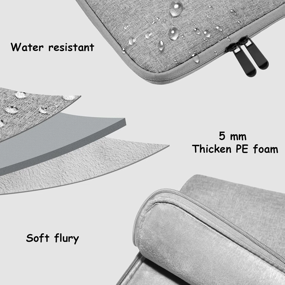 Laptoptasche 17 - 17,3 Zoll Schutz Laptophülle mit Griff 2 Fach Notebooktasche L - Bild 4 von 4