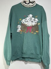 Vintage Dalmatian Puppies Woman s Sweatshirt Size L Color Green