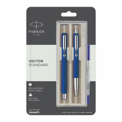 Parker Vector Standard Roller Ball Pen and Ball Pen - Blue Body | eBay