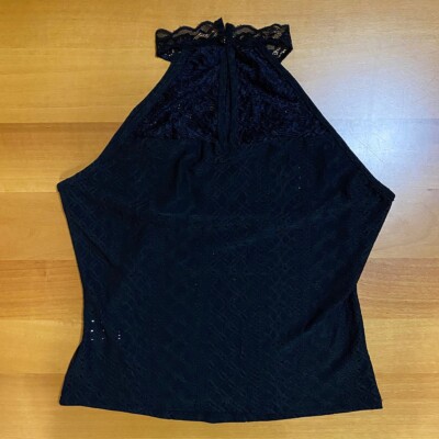Shein Top Ärmellos Kragenverschluss Spitze Goth Dark Boho Casual Elegant