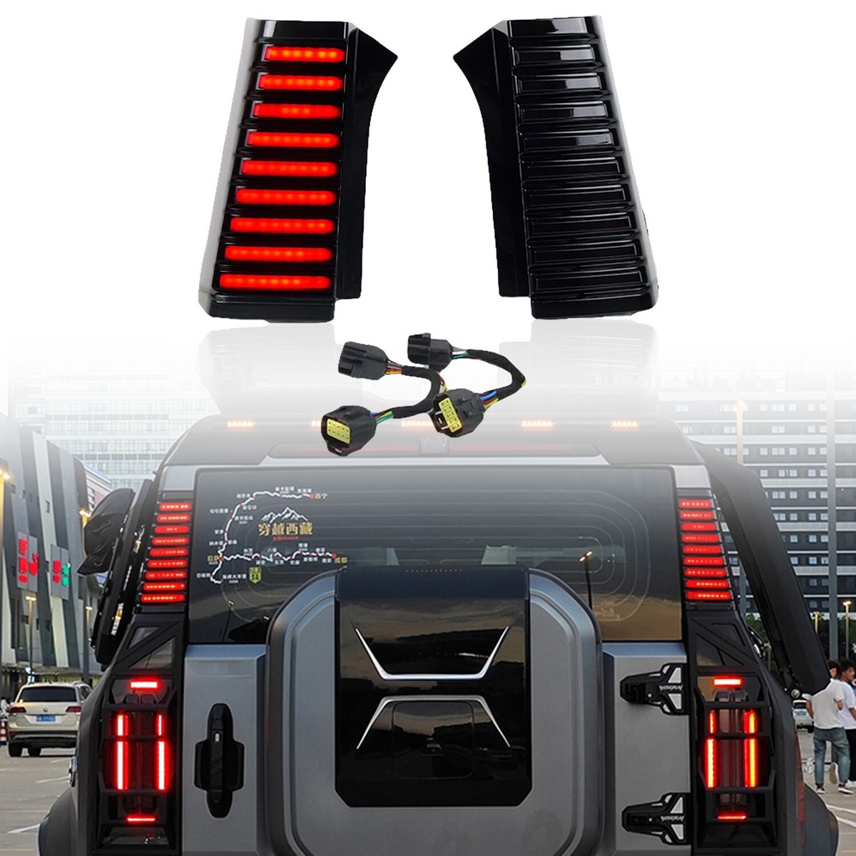 for Jetour T2 2023-2026 Rear Tailgate Windshield Sides LED Brake