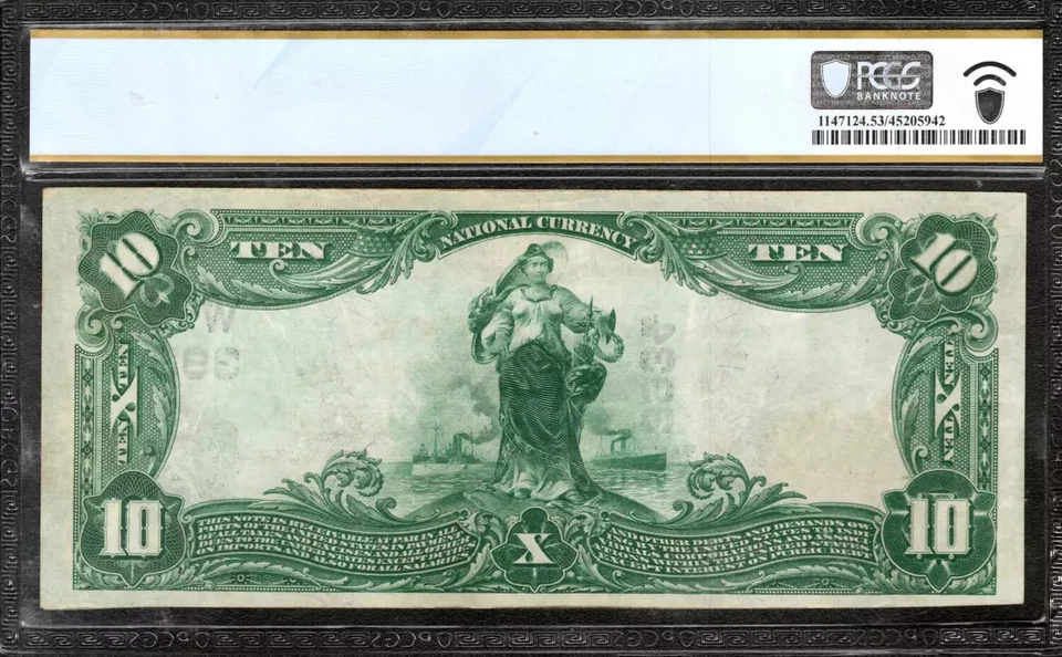 1902 $10 CITY NATIONAL BANKNOTE CURRENCY DAVID CITY NEBRASKA PCGS 53 AU (027D) - Image 2 of 2