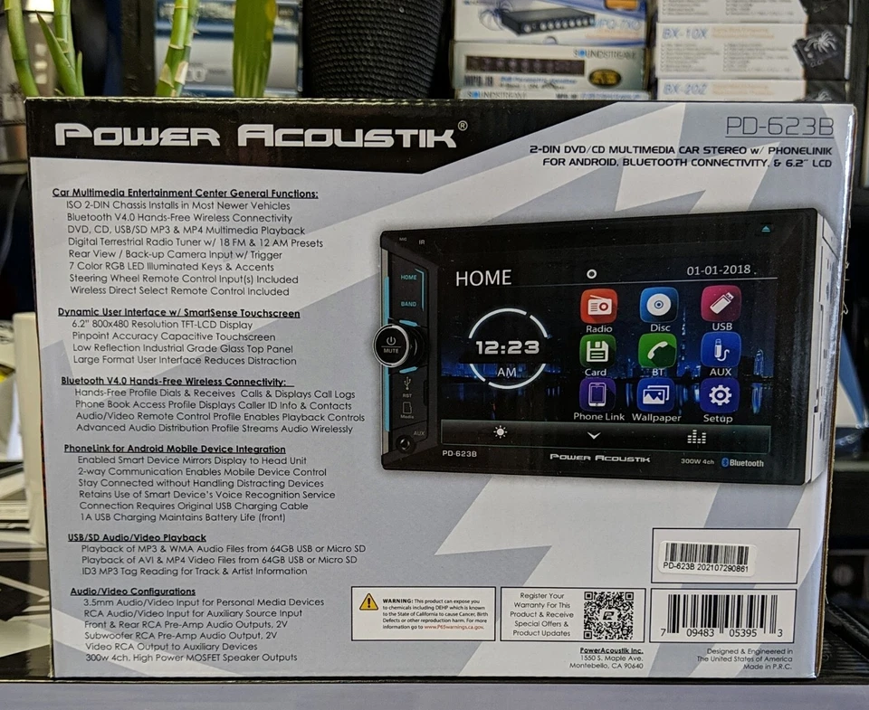 POWER ACOUSTIK PD-623B DOUBLE DIN TOUCHSCREEN CD DVD BLUETOOTH CAR STEREO USB SD - Image 3 of 3