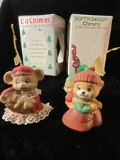 2 Vintage Jasco Caring Critter Chimers Christmas Bells/Ornaments