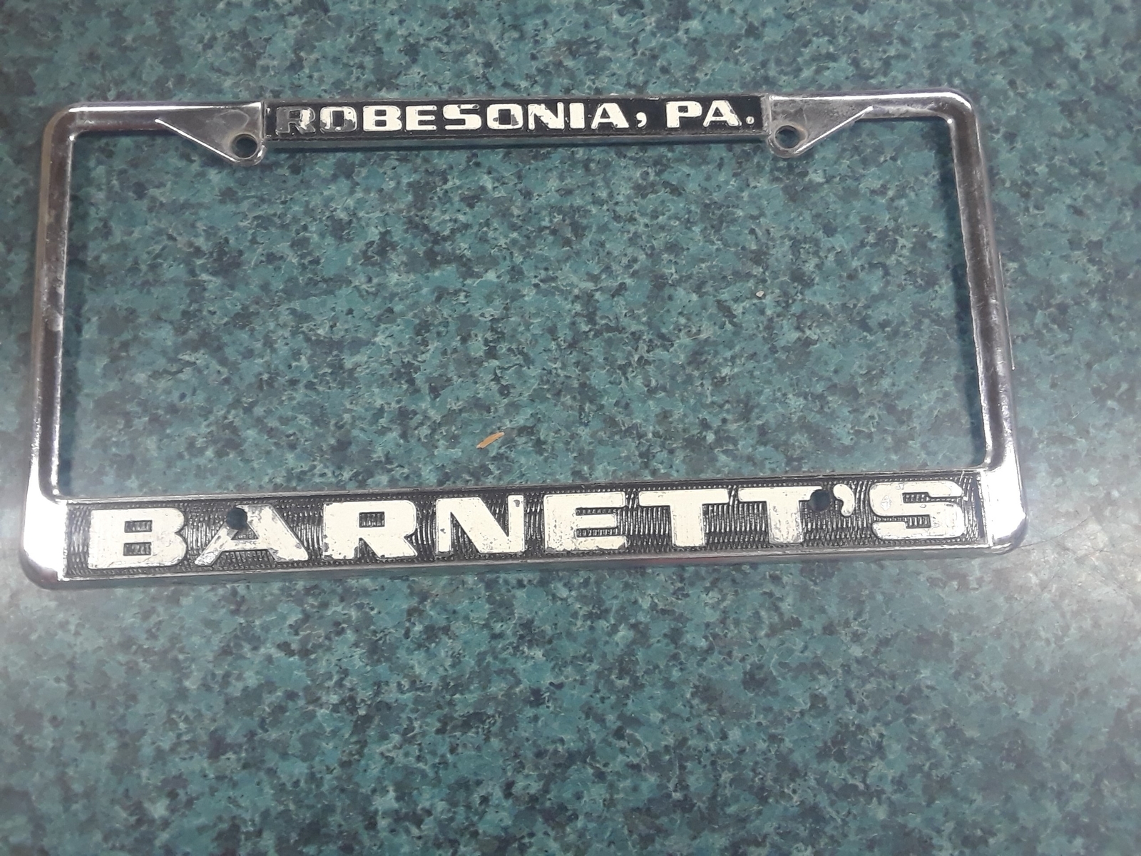 VTG ROBESONIA PA METAL LICENSE PLATE FRAME USED AUTO CAR