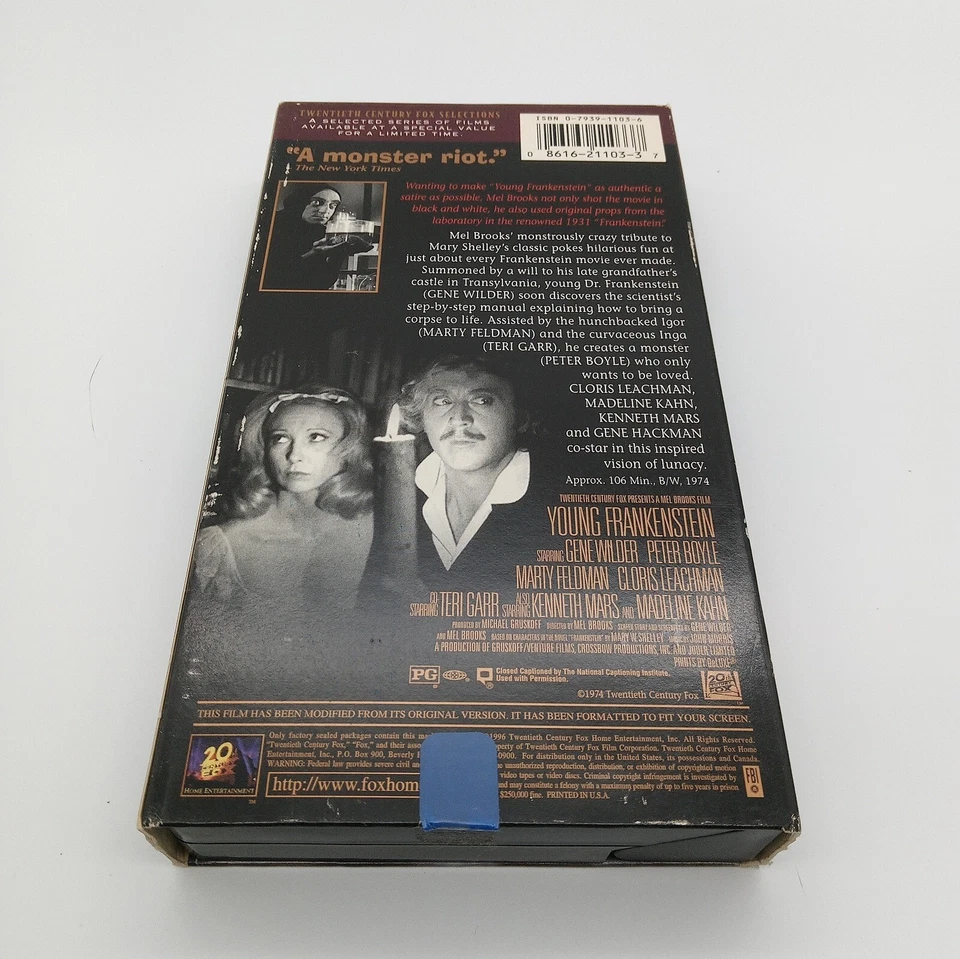 Young Frankenstein VHS Vintage Horror Comedy Mel Brooks Classic Monsters Foto 2 de 3