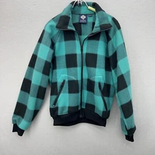 VTG 90's Columbia Bugaboo Teal Plaid Fleece Liner Jacket Size Small/Medium