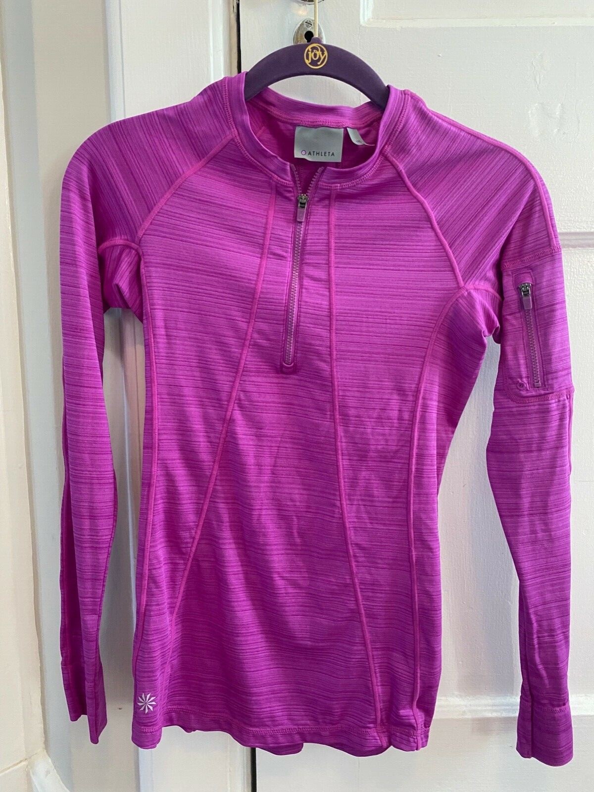 Athleta Quarter Zip Activewear Purpl Long Sleeve Zipped Pocket Womens