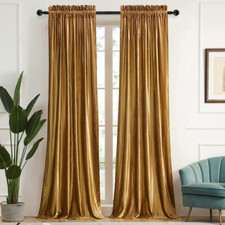 PRIMROSE Gold Curtains 84 inch for Living Room 52"W x 84"L Pack of 2 ,