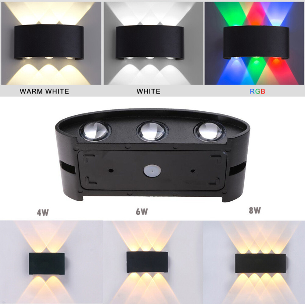 Led Aluminum Double Head Up Down Light Curved Wall Lamp Outdoor Waterpro IU9