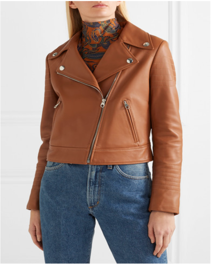 Giacca di pelle marrone YVES SALOMON taglia UK6 US2 FR34 IT38 PREZZO AL PUBBLICO £ 1.250