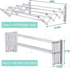 Laundry Hanger Wall-Mounted Expandable Folding Clothes Drying Towel Rack 42 80cm