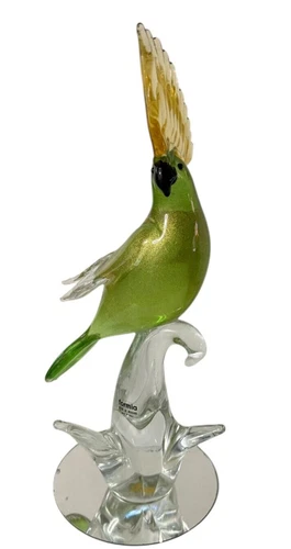 FORMIA Vetri Di MURANO Italy Art Glass Large Parrot Bird Cockatoo Gold See VIDEO