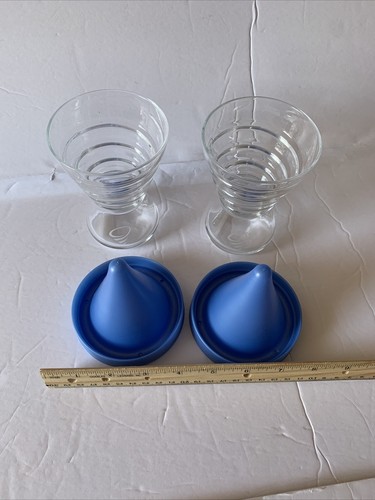 RARE Bormioli Rocco Ice Glass 2 Dessert Appetizer Chiller Parfait Swirled Freeze - Picture 16 of 24