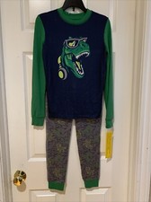 Saint Eve Pajama Set Boys Size 12 Dinosaurs Long Sleeve Lightweight Green Gray