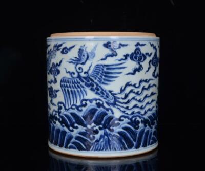 OLD CHINESE BLUE AND WHITE PORCELAIN TEA CADDY XUANDE MARKED ST241