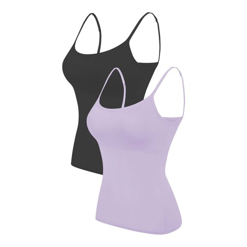 2PCS Women's Camisole with Built in Shelf Bra Adjustable Strap Vest Comfort Tops - Picture 71 of 99