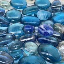 Glass Stones Vase Filler Translucent Craft Decor 4.6 blue iridescent clear mix