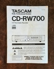 Tascam CD-RW700 Owners Manual with Schematic and CD-RW700 Manual