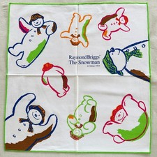 Vintage The Snowman Cartoon Raymond Briggs Handkerchief Cotton Cute Hanky 16