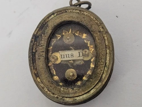 Antique Relic Reliquary Box Saints Apostles Relics Crucfixes Pendant Icon (K5)