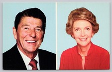 Postcard President Ronald Reagan and Wife Nancy Portraits