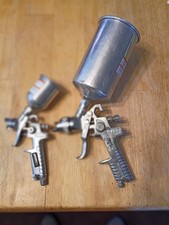 2-hvlp Air Spray Gun Paint Gun W Hoppers No Lids Used Sold As-is