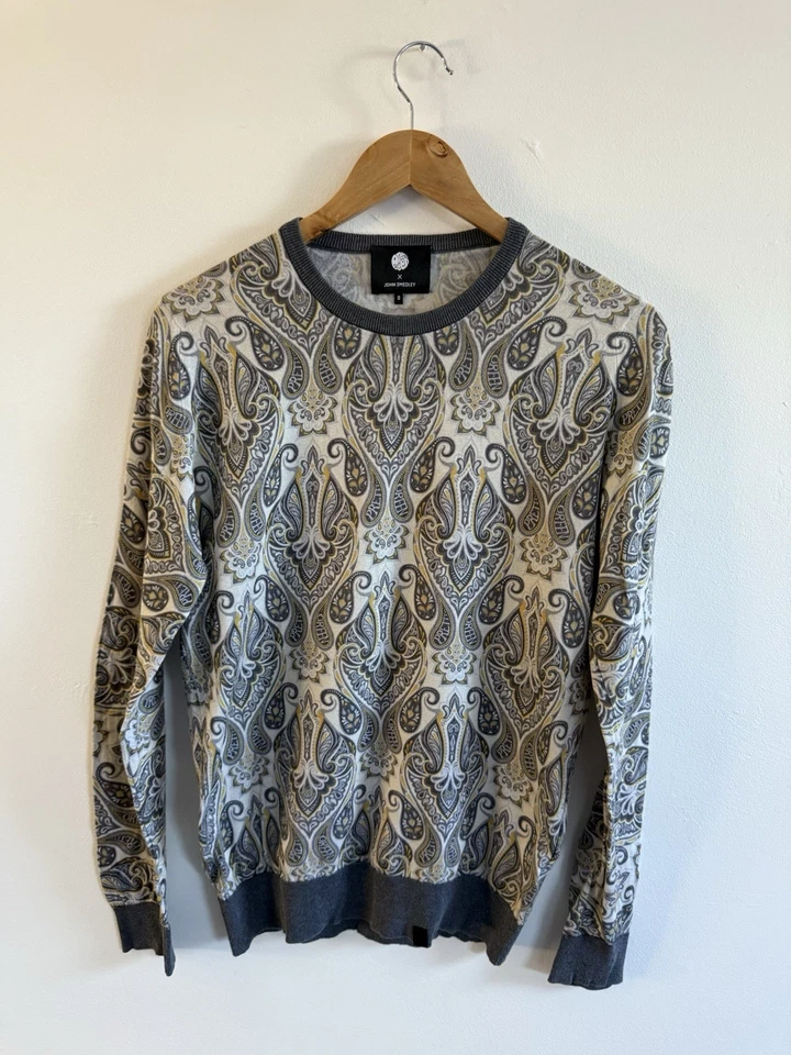 Suéter John Smedley X Pretty Verde Para Hombre Pequeño Paisley Cuello Redondo Foto 2 de 4