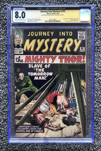 JACK KIRBY signed JOURNEY INTO MYSTERY #102 CGC 8.0 Marvel Comic Autographed