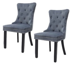 Alivio 2-Piece Set Luxury Velvet Dining Chairs with Ring Pull (Grey)