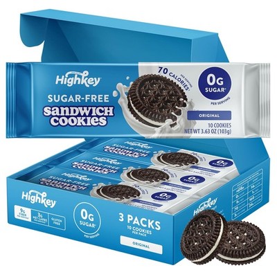 HighKey Sugar Free Sandwich Cookies Low Calorie Keto 30 Count