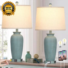 25" Farmhouse Jar Table Lamps Set of 2 3 Way Touch Control Rustic Bedside Lamps