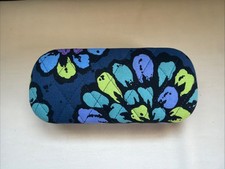 New Vera Bradley Clamshell Hard Eyeglass Case Indigo Pop Flowers Pattern
