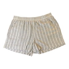 Briggs Women's XXL Striped Casual Shorts Beige White Elastic Waist Pockets