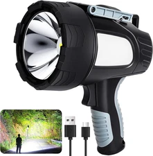Rechargeable Spotlight Flashlight, 99,000 Lumen Super Bright Led Spotlight with