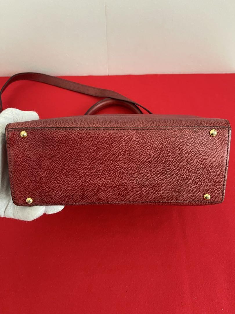 Celine Vintage 2way M93 Shoulder Bag Leather Red Authentic