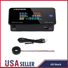 AC Multimeter 50-300V 100A Voltage Current Power Electric Energy Monitor 360°