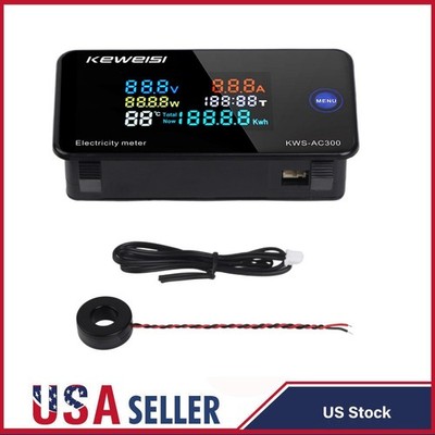 AC Multimeter 50-300V 100A Voltage for current Electric Energy Monitor 360°
