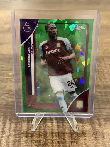 Amadou Onana 2025-26 Topps Chrome Sapphire EPL Green /99 #24 Aston Villa