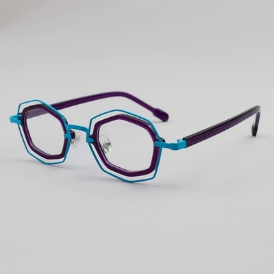 Polygon Acetate Metal Reading Eyeglasses Frames Glasses Trend Design Men Women