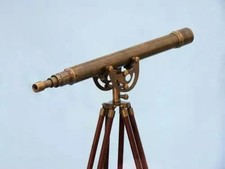 Antique Telescope Maritime Brass Nautical Marine Telescope Wooden Tripod Stand