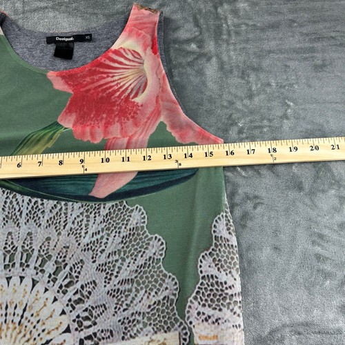 Desigual Dress Women XS Art to Wear Floral Romantic Midi Sheer Sheath Colourful - Picture 8 of 15