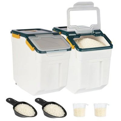 MXCELL 50lb Large Flour and Rice Storage Container 2 Pack, BPA Free Plastic B...