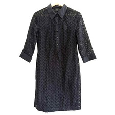 Talbots Eyelet Lace Lined Knee Length Dress Womens 10 Black Casual Cottagecore