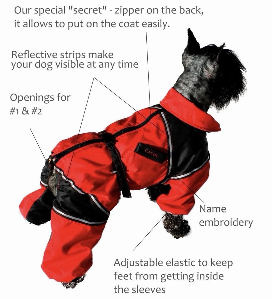 Abrigo Alpine para todo tipo de clima para perro. Talla pequeña/mediana. Rojo y negro. Foto 2 de 4