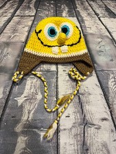 Sponge Bob Square Pants Baby Toboggan Hat with Tassels - Handmade
