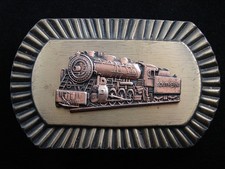 RF03132 VINTAGE 1970s  STEAM ENGINE TRAIN  RAILROAD BELT BUCKLE