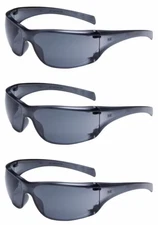 3 PR. 3M 11815 Protective Work Eyewear Gray Lens UV ANSI Z87+ Safety Sun Glasses