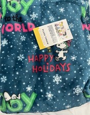 Peanuts Holiday Snoopy Woodstock Christmas Soft Plush Throw Blanket Snowflakes