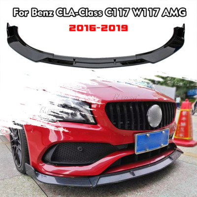 For Benz W117 CLA200 CLA250 CLA45 AMG 2016-2019 Front Bumper Lip Glossy Black